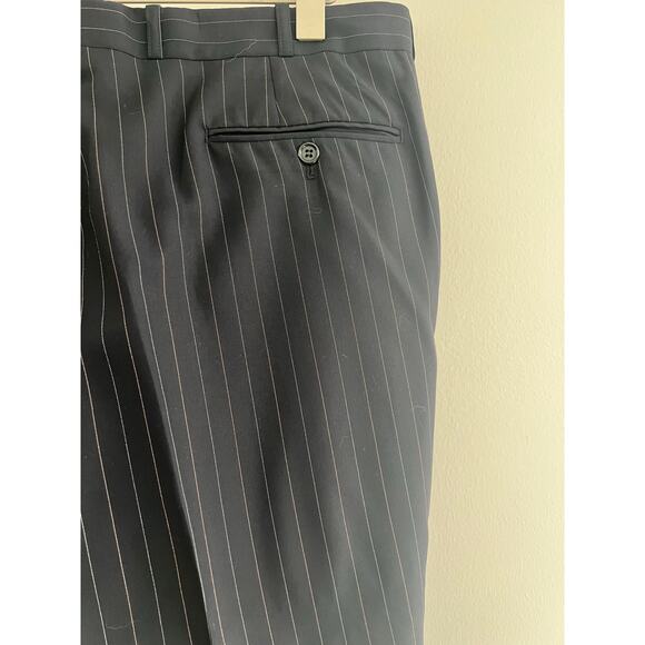 Holland & Sherry 100% Wool 2 Pc Suit Dark Blue Pastel Pinstripes Size 40 36 JP - Picture 10 of 12